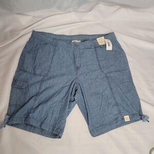 St.John's Bay Women's Cargo Bermuda Chambray Shorts Plus Size 22W NWT